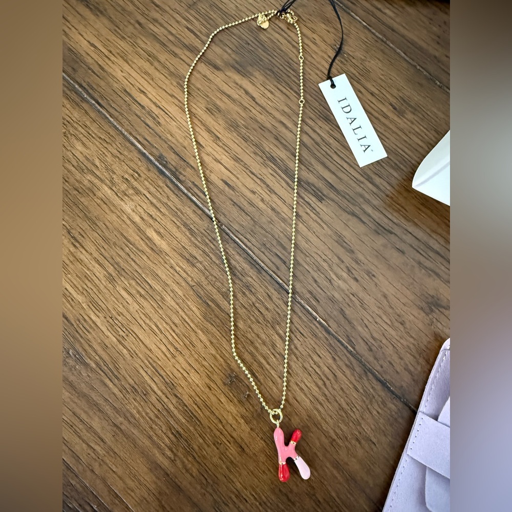 NWT Idalia Signature Enamel “K” Charm Gold Chain Necklace - Picture 6 of 9